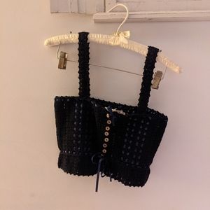 NWT Chasing Unicorns Black Crochet Top